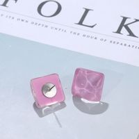Simple Jelly Color Water Ripple Ice Blue Square Resin Stud Earrings For Women main image 3