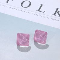 Simple Jelly Color Water Ripple Ice Blue Square Resin Stud Earrings For Women main image 2