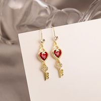 Red Maple Leaf Tassels Wine Red Crystal Inlaid Earrings Simple Elegant Ear Hanging sku image 3