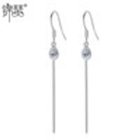 Womens Drop-shaped Electroplated Copper Inlay Zircons Simple Long Drop-shaped Female Earrings Tm190423118869 sku image 3