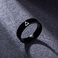 Fashion Simple Black Stainless Steel Men's Triangle Icon Ring main image 2
