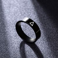 Fashion Simple Black Stainless Steel Men's Triangle Icon Ring main image 4