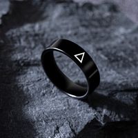 Fashion Simple Black Stainless Steel Men's Triangle Icon Ring main image 5