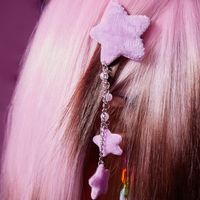 Fashion Tassel Bead Plush Pink Blue Purple Star Shaped Hair Clip Accessories sku image 1
