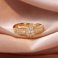 Fashion Couple Micro Inlaid Zircon Wedding Adjustable Copper Ring main image 1