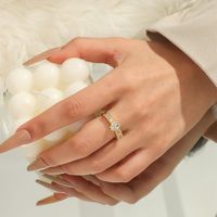 Fashion Couple Micro Inlaid Zircon Wedding Adjustable Copper Ring main image 2