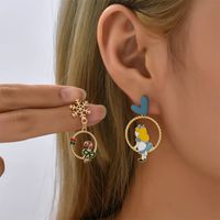 Pendientes De Barniz Con Estampado Geométrico De Aleación De Estilo Princesa De Dibujos Animados De Estilo Ins main image 1