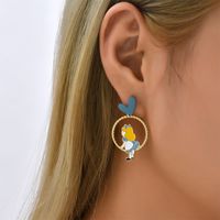 Pendientes De Barniz Con Estampado Geométrico De Aleación De Estilo Princesa De Dibujos Animados De Estilo Ins main image 4