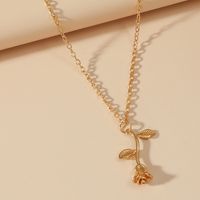 Fashion Simple Rose Flower Pendant Necklace Valentine's Day main image 3