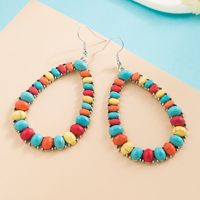 1 Pair Ethnic Style Bohemian Geometric Inlay Alloy Turquoise Drop Earrings main image 4