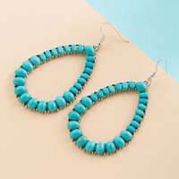 1 Pair Ethnic Style Bohemian Geometric Inlay Alloy Turquoise Drop Earrings sku image 1