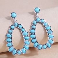 Fashion Vintage Inlaid Turquoise Alloy Water Drop Earrings main image 1