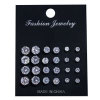 Vintage Geometric Six-claw Crystal Alloy Ear Stud 15 Pairs Set main image 3