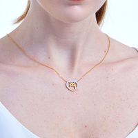 Simple Style Heart Shape Owl Copper Pendant Necklace Hollow Out Inlay Zircon Copper Necklaces main image 1