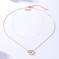 Simple Style Heart Shape Owl Copper Pendant Necklace Hollow Out Inlay Zircon Copper Necklaces main image 3
