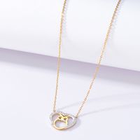 Simple Style Heart Shape Owl Copper Pendant Necklace Hollow Out Inlay Zircon Copper Necklaces main image 2