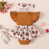 Fashion Baby Sunken Stripe Flounced Sleeve Floral Rompers Jumpsuit main image 7