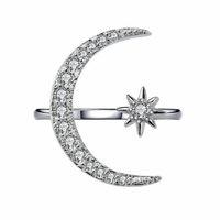 Fashion Simple Rhinestone Geometric Star Moon Opening Ring main image 4