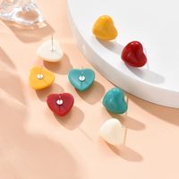 Fashion Multicolor Red Heart Shaped Women's Resin Ear Studs main image 2