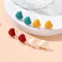 Fashion Multicolor Red Heart Shaped Women's Resin Ear Studs main image 3