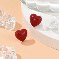 Fashion Multicolor Red Heart Shaped Women's Resin Ear Studs sku image 2