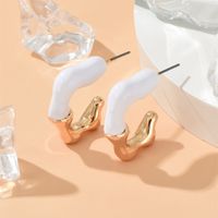 1 Piece Ins Style Nordic Style Exaggerated C Shape Epoxy Plating Gold Plated Alloy Ear Studs sku image 2