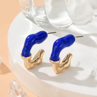1 Piece Ins Style Nordic Style Exaggerated C Shape Epoxy Plating Gold Plated Alloy Ear Studs sku image 3