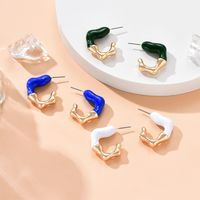 1 Piece Ins Style Nordic Style Exaggerated C Shape Epoxy Plating Gold Plated Alloy Ear Studs main image 3