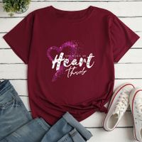 Fashion Simple Letter Heart-shaped Printed Loose-fitting Casual T-shirt main image 3