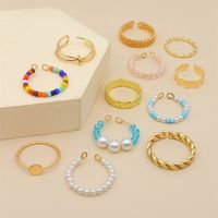 Fashion Simple New Color Beads Pearl Round Opening Knuckle Ring Suit 12-piece main image 4