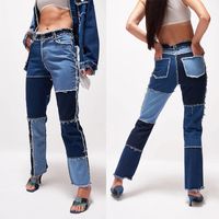 Casual Full Length Zipper Washed Button Jeans Straight Pants main image 2