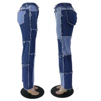 Décontractée Toute La Longueur Fermeture Éclair Lavé Bouton Jeans Pantalon Droit main image 4