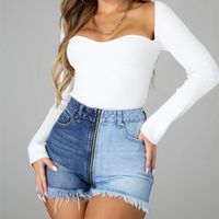 Mode Simple Lavé Longue Fermeture Éclair Minceur Taille Haute Femmes De Jeans main image 4