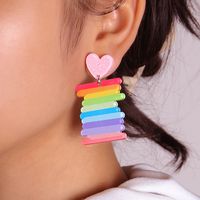 Fashion Rainbow Three-dimensional Printing Acrylic Earrings Simple Women main image 3