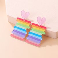 Fashion Rainbow Three-dimensional Printing Acrylic Earrings Simple Women main image 4