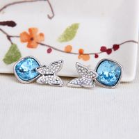 Neue Stil Schmetterling Platz Kristall Alloy Stud Ohrringe main image 2