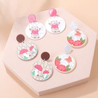 Fashion New Cartoon Embossed Bear Butterfly Flower Mushroom Acrylic Earrings main image 2