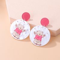 Fashion New Cartoon Embossed Bear Butterfly Flower Mushroom Acrylic Earrings sku image 1