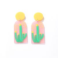 Fashion Geometric Cartoon Plant Print Cactus Acrylic Earrings main image 7