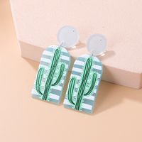 Pendientes De Acrílico De Cactus Con Estampado De Plantas De Dibujos Animados Geométricos De Moda sku image 2