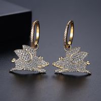 Fashion Creative Pendant Earrings Planet Series Pig Copper Zirron Earrings Wholesale Nihaojewelry sku image 1