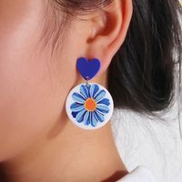 Fashion New Round Transparent Acrylic Flower Butterfly Shaped Earrings main image 4