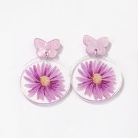 Fashion New Round Transparent Acrylic Flower Butterfly Shaped Earrings main image 7