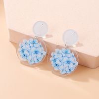 Fashion New Round Transparent Acrylic Flower Butterfly Shaped Earrings sku image 1