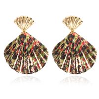 Exaggerated Leopard Print Shell-shaped Earrings sku image 2