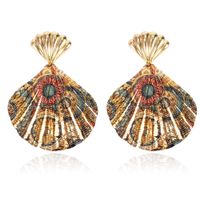 Exaggerated Leopard Print Shell-shaped Earrings sku image 3