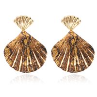 Exaggerated Leopard Print Shell-shaped Earrings sku image 4