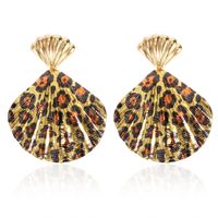 Exaggerated Leopard Print Shell-shaped Earrings sku image 5