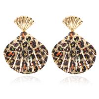 Exaggerated Leopard Print Shell-shaped Earrings sku image 7