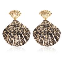 Exaggerated Leopard Print Shell-shaped Earrings sku image 8